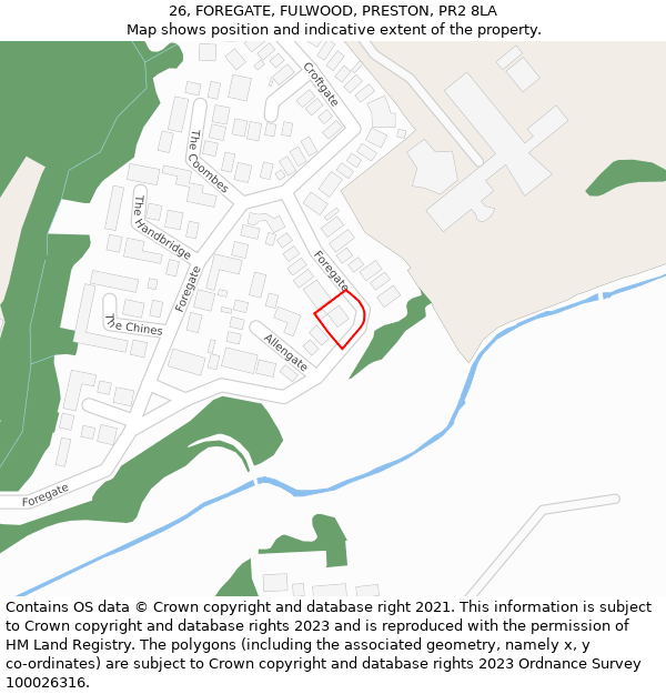 26, FOREGATE, FULWOOD, PRESTON, PR2 8LA: Location map and indicative extent of plot