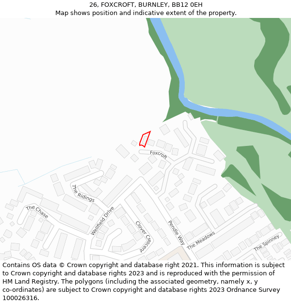 26, FOXCROFT, BURNLEY, BB12 0EH: Location map and indicative extent of plot