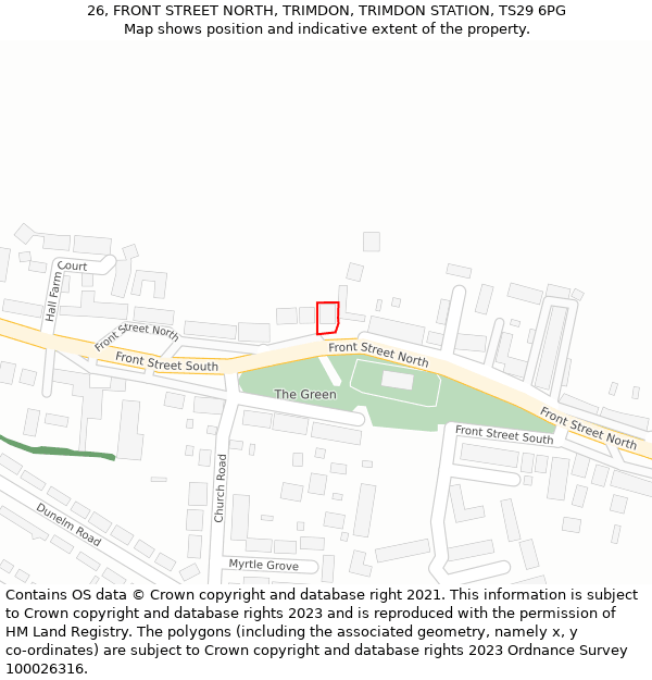 26, FRONT STREET NORTH, TRIMDON, TRIMDON STATION, TS29 6PG: Location map and indicative extent of plot