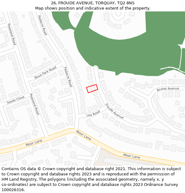 26, FROUDE AVENUE, TORQUAY, TQ2 8NS: Location map and indicative extent of plot