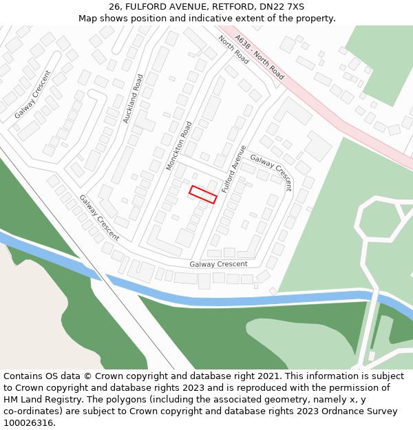 26, FULFORD AVENUE, RETFORD, DN22 7XS: Location map and indicative extent of plot