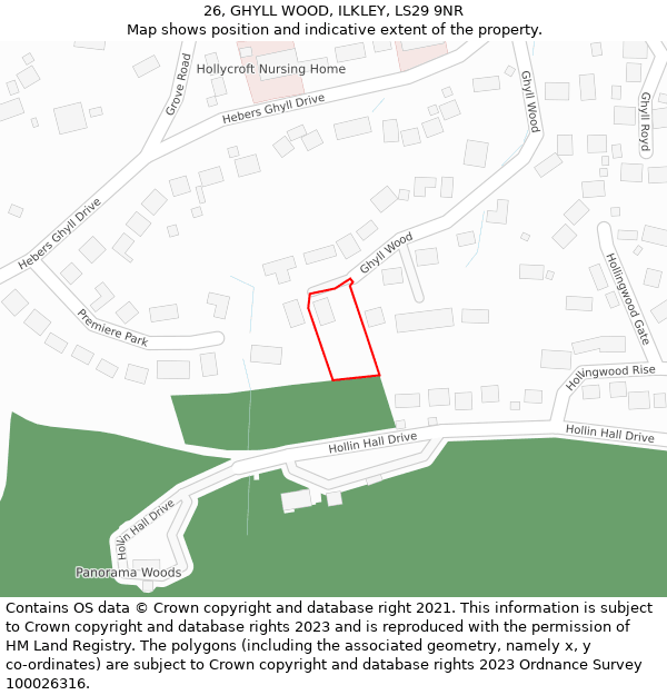 26, GHYLL WOOD, ILKLEY, LS29 9NR: Location map and indicative extent of plot