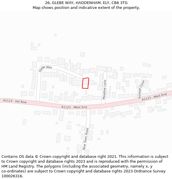 26, GLEBE WAY, HADDENHAM, ELY, CB6 3TG: Location map and indicative extent of plot