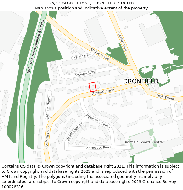 26, GOSFORTH LANE, DRONFIELD, S18 1PR: Location map and indicative extent of plot
