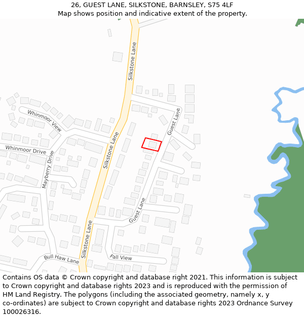 26, GUEST LANE, SILKSTONE, BARNSLEY, S75 4LF: Location map and indicative extent of plot