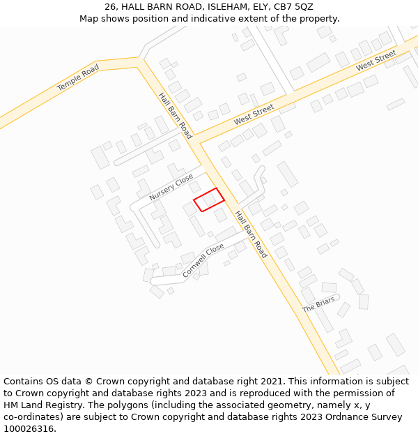 26, HALL BARN ROAD, ISLEHAM, ELY, CB7 5QZ: Location map and indicative extent of plot