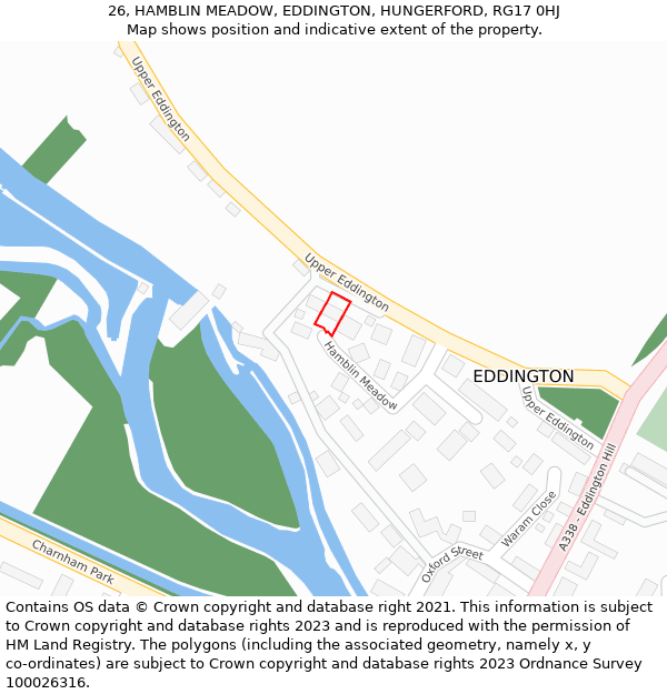 26, HAMBLIN MEADOW, EDDINGTON, HUNGERFORD, RG17 0HJ: Location map and indicative extent of plot