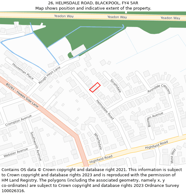 26, HELMSDALE ROAD, BLACKPOOL, FY4 5AR: Location map and indicative extent of plot