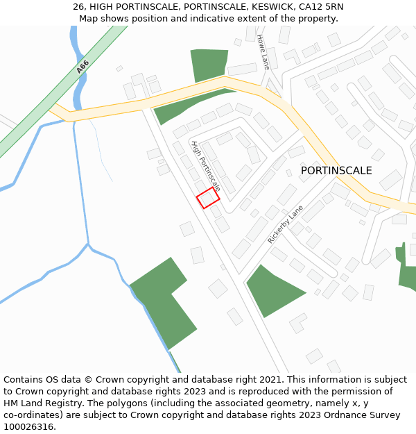 26, HIGH PORTINSCALE, PORTINSCALE, KESWICK, CA12 5RN: Location map and indicative extent of plot