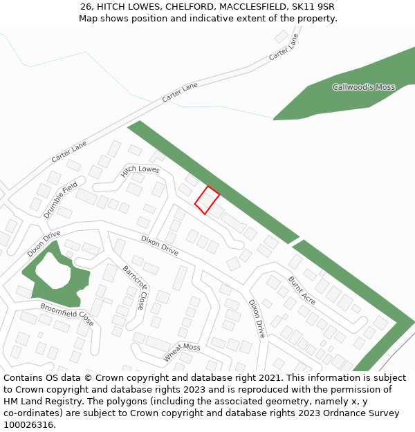 26, HITCH LOWES, CHELFORD, MACCLESFIELD, SK11 9SR: Location map and indicative extent of plot