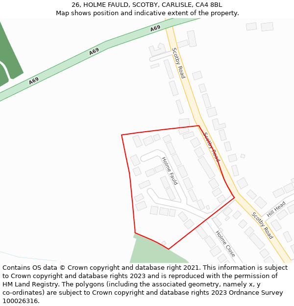 26, HOLME FAULD, SCOTBY, CARLISLE, CA4 8BL: Location map and indicative extent of plot