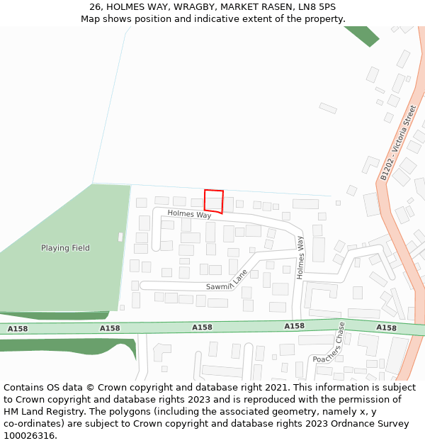 26, HOLMES WAY, WRAGBY, MARKET RASEN, LN8 5PS: Location map and indicative extent of plot