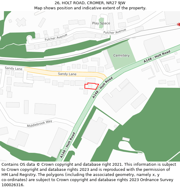 26, HOLT ROAD, CROMER, NR27 9JW: Location map and indicative extent of plot