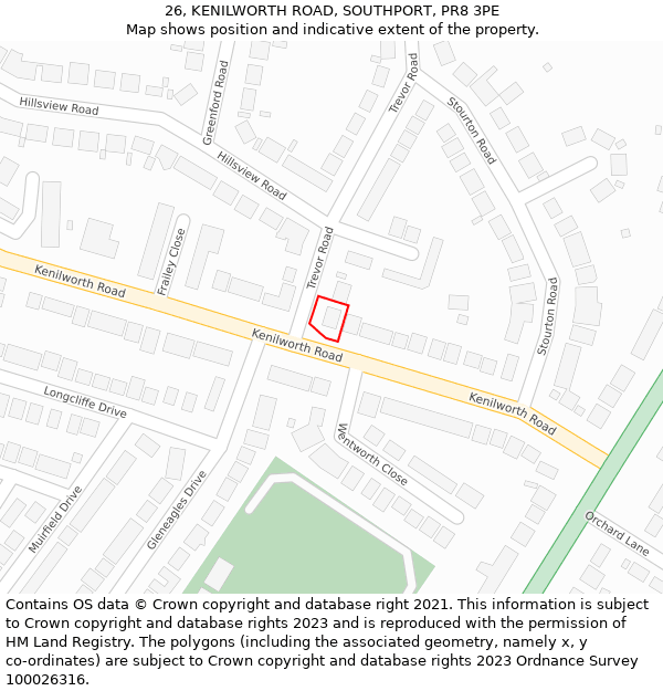 26, KENILWORTH ROAD, SOUTHPORT, PR8 3PE: Location map and indicative extent of plot