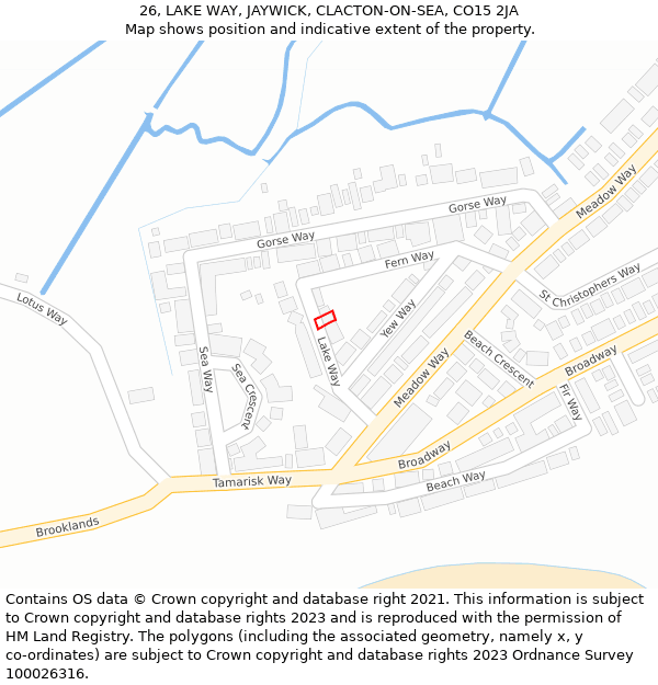 26, LAKE WAY, JAYWICK, CLACTON-ON-SEA, CO15 2JA: Location map and indicative extent of plot