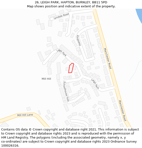 26, LEIGH PARK, HAPTON, BURNLEY, BB11 5PD: Location map and indicative extent of plot