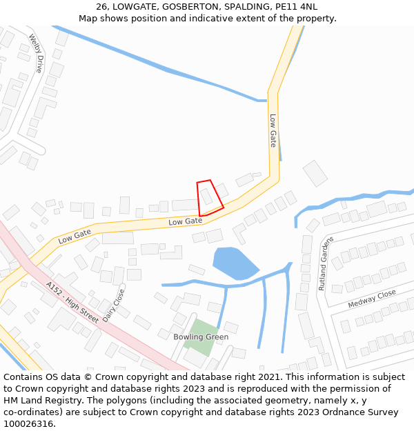 26, LOWGATE, GOSBERTON, SPALDING, PE11 4NL: Location map and indicative extent of plot