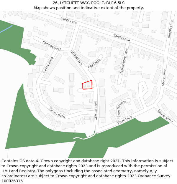 26, LYTCHETT WAY, POOLE, BH16 5LS: Location map and indicative extent of plot