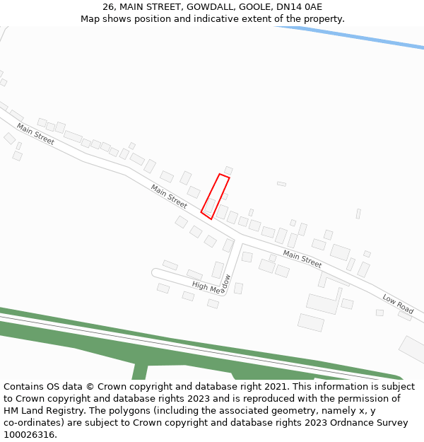 26, MAIN STREET, GOWDALL, GOOLE, DN14 0AE: Location map and indicative extent of plot