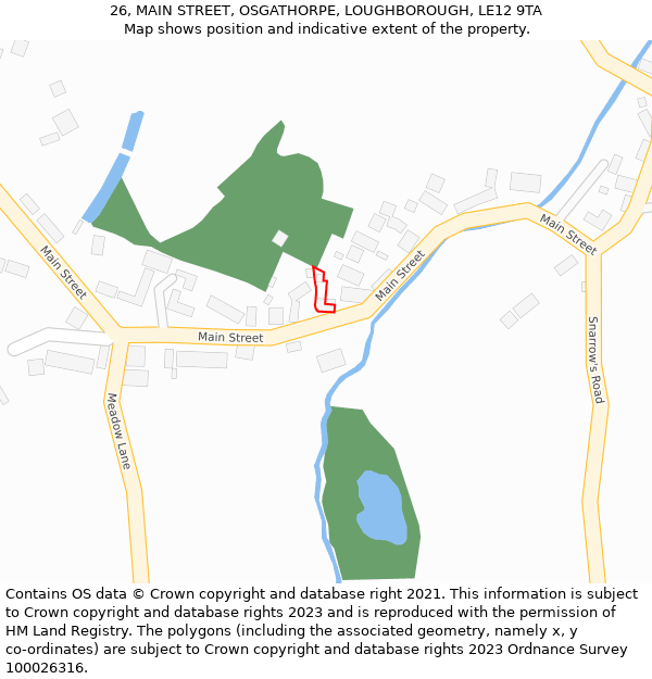 26, MAIN STREET, OSGATHORPE, LOUGHBOROUGH, LE12 9TA: Location map and indicative extent of plot
