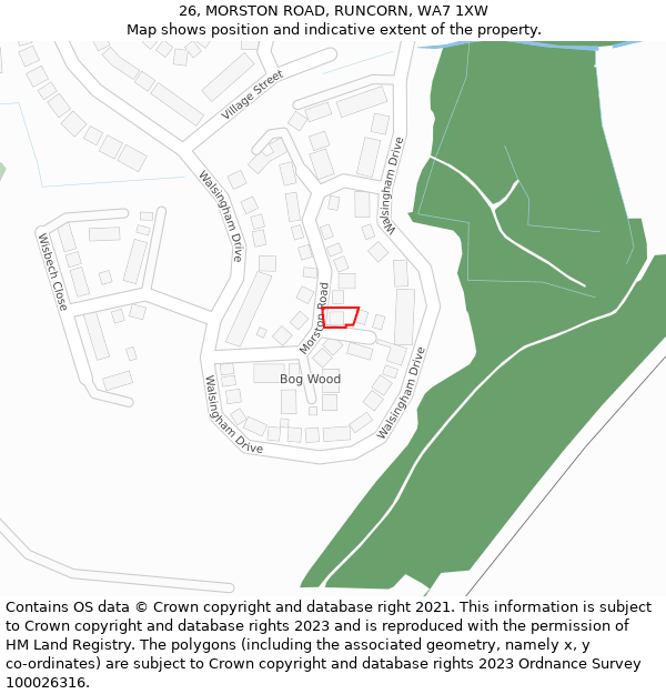 26, MORSTON ROAD, RUNCORN, WA7 1XW: Location map and indicative extent of plot