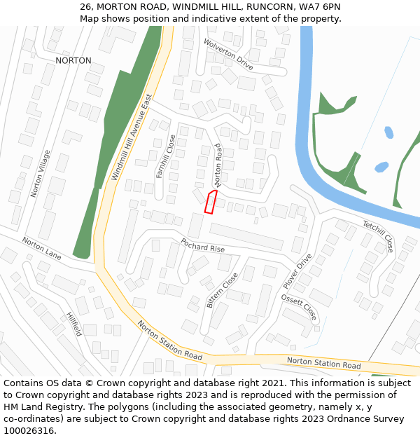 26, MORTON ROAD, WINDMILL HILL, RUNCORN, WA7 6PN: Location map and indicative extent of plot