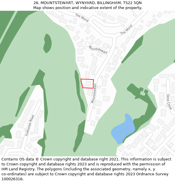 26, MOUNTSTEWART, WYNYARD, BILLINGHAM, TS22 5QN: Location map and indicative extent of plot
