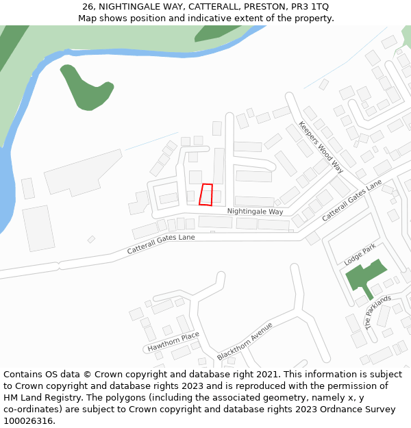 26, NIGHTINGALE WAY, CATTERALL, PRESTON, PR3 1TQ: Location map and indicative extent of plot