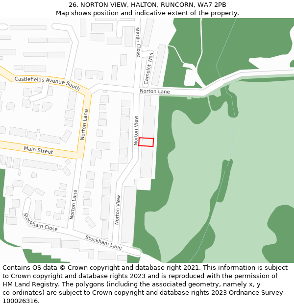 26, NORTON VIEW, HALTON, RUNCORN, WA7 2PB: Location map and indicative extent of plot