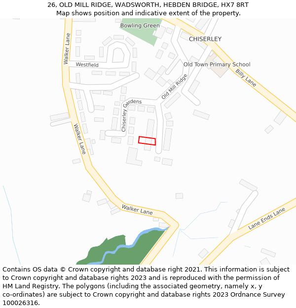 26, OLD MILL RIDGE, WADSWORTH, HEBDEN BRIDGE, HX7 8RT: Location map and indicative extent of plot