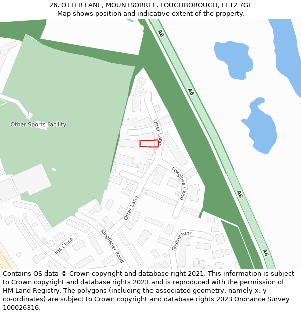 26, OTTER LANE, MOUNTSORREL, LOUGHBOROUGH, LE12 7GF: Location map and indicative extent of plot