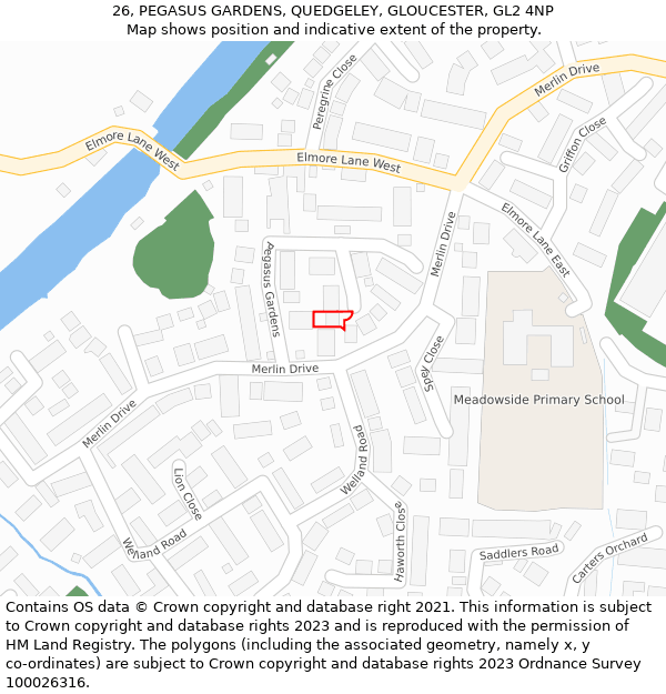 26, PEGASUS GARDENS, QUEDGELEY, GLOUCESTER, GL2 4NP: Location map and indicative extent of plot