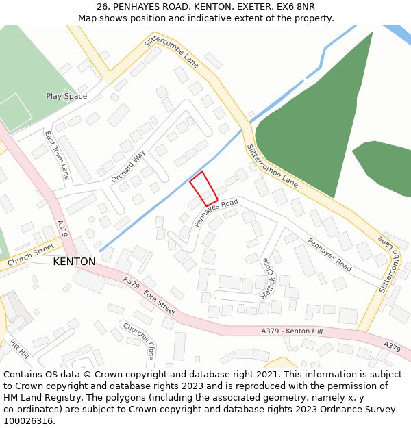 26, PENHAYES ROAD, KENTON, EXETER, EX6 8NR: Location map and indicative extent of plot