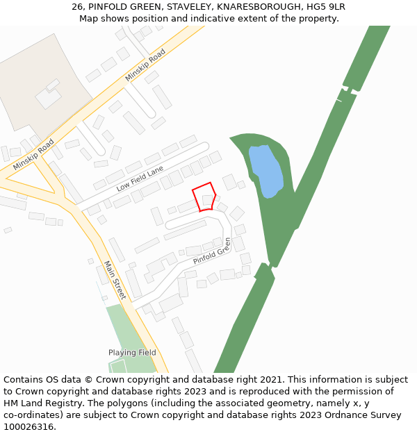 26, PINFOLD GREEN, STAVELEY, KNARESBOROUGH, HG5 9LR: Location map and indicative extent of plot