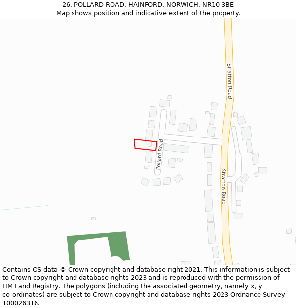 26, POLLARD ROAD, HAINFORD, NORWICH, NR10 3BE: Location map and indicative extent of plot