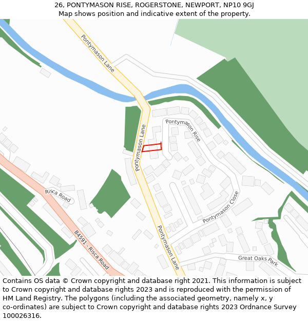 26, PONTYMASON RISE, ROGERSTONE, NEWPORT, NP10 9GJ: Location map and indicative extent of plot