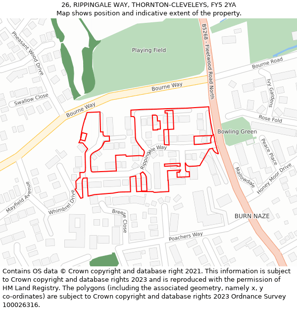 26, RIPPINGALE WAY, THORNTON-CLEVELEYS, FY5 2YA: Location map and indicative extent of plot