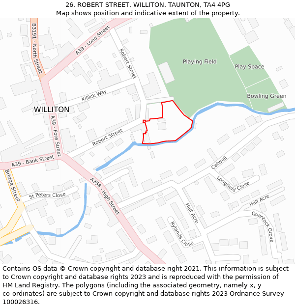 26, ROBERT STREET, WILLITON, TAUNTON, TA4 4PG: Location map and indicative extent of plot