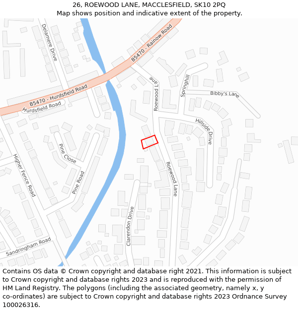 26, ROEWOOD LANE, MACCLESFIELD, SK10 2PQ: Location map and indicative extent of plot