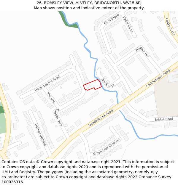 26, ROMSLEY VIEW, ALVELEY, BRIDGNORTH, WV15 6PJ: Location map and indicative extent of plot