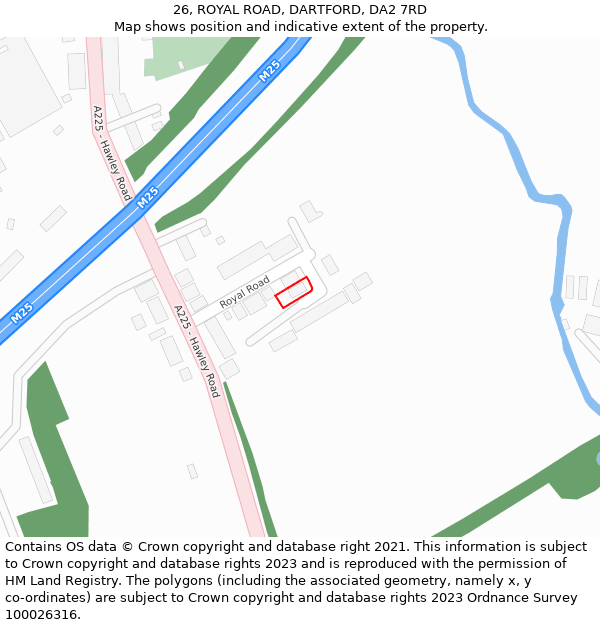 26, ROYAL ROAD, DARTFORD, DA2 7RD: Location map and indicative extent of plot
