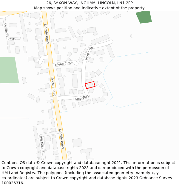 26, SAXON WAY, INGHAM, LINCOLN, LN1 2FP: Location map and indicative extent of plot