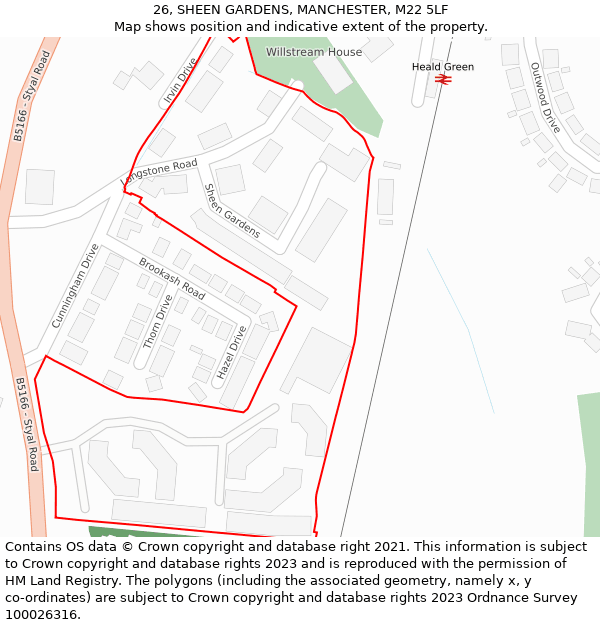 26, SHEEN GARDENS, MANCHESTER, M22 5LF: Location map and indicative extent of plot