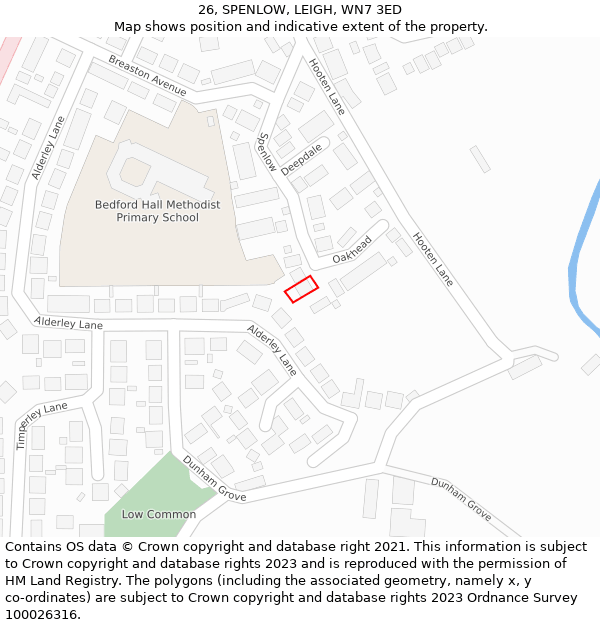 26, SPENLOW, LEIGH, WN7 3ED: Location map and indicative extent of plot