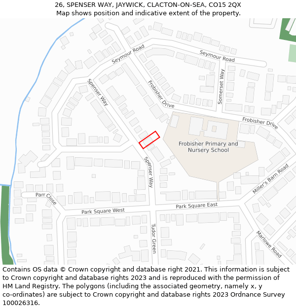 26, SPENSER WAY, JAYWICK, CLACTON-ON-SEA, CO15 2QX: Location map and indicative extent of plot