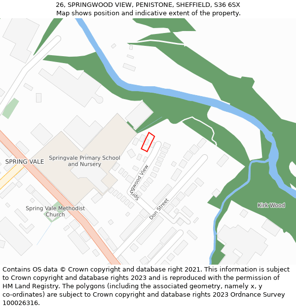 26, SPRINGWOOD VIEW, PENISTONE, SHEFFIELD, S36 6SX: Location map and indicative extent of plot