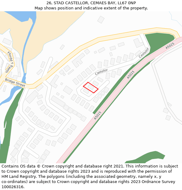 26, STAD CASTELLOR, CEMAES BAY, LL67 0NP: Location map and indicative extent of plot