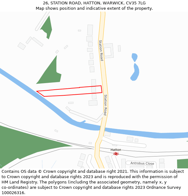 26, STATION ROAD, HATTON, WARWICK, CV35 7LG: Location map and indicative extent of plot