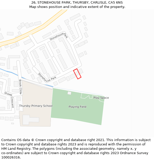 26, STONEHOUSE PARK, THURSBY, CARLISLE, CA5 6NS: Location map and indicative extent of plot