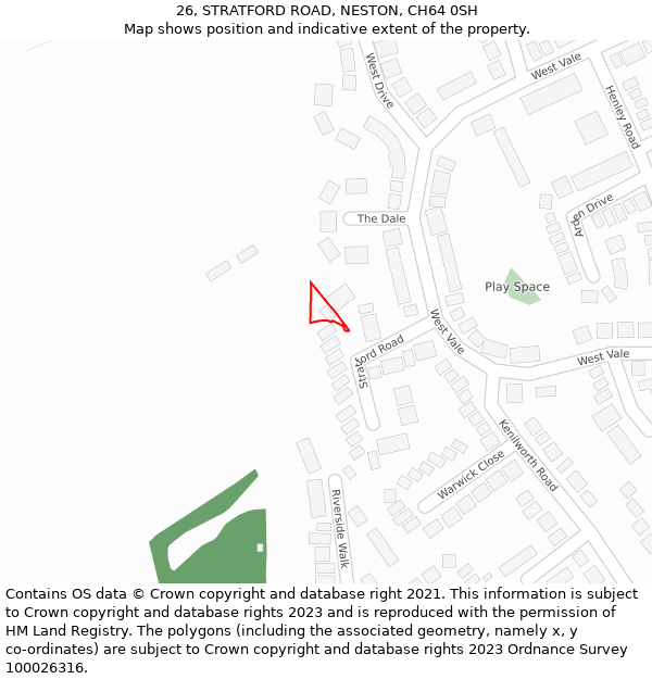 26, STRATFORD ROAD, NESTON, CH64 0SH: Location map and indicative extent of plot